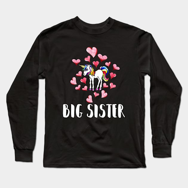 Big sister retro unicorn Long Sleeve T-Shirt by bubbsnugg